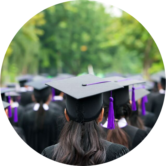 People wearing graduation caps