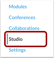 Studio link in canvas course navigation
