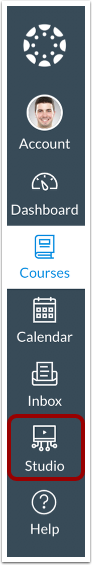studio link in canvas global navigation menu