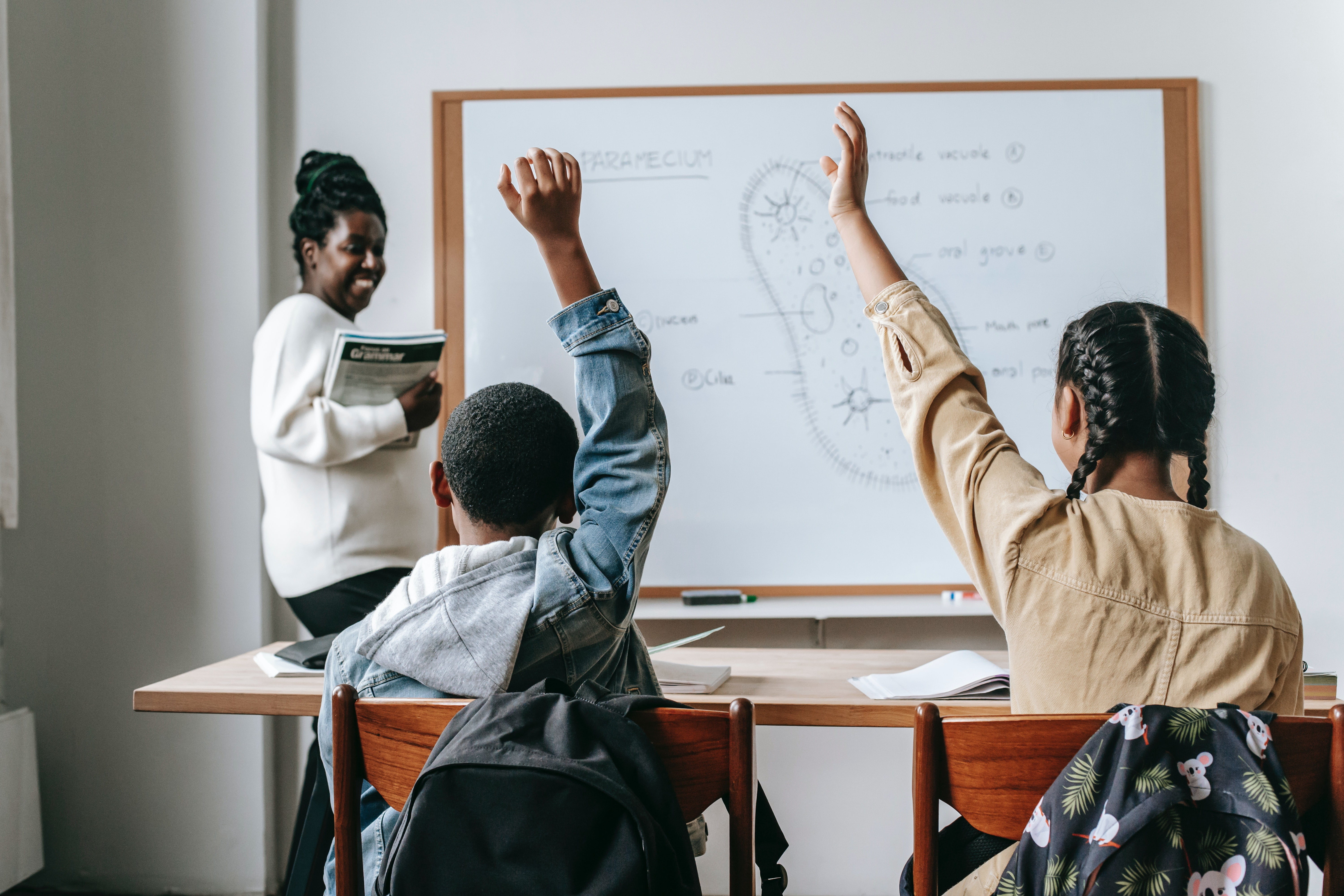 Woman teaching science class