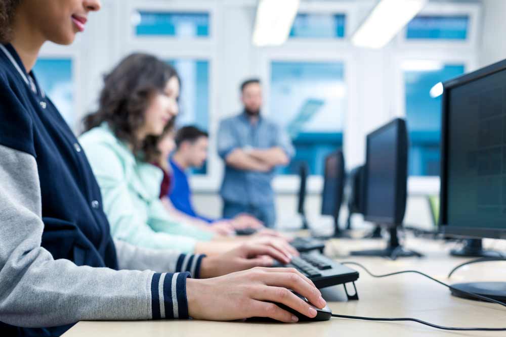 Students in a software engineering classroom.