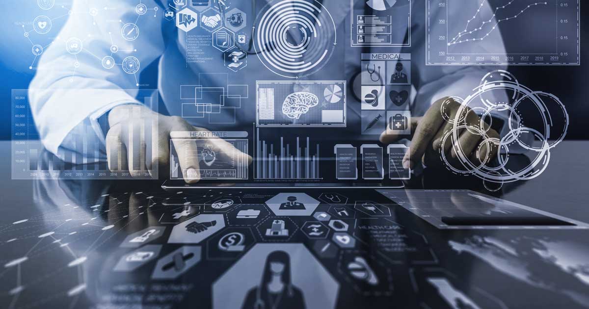 graphic illustration of person working on problems with computer science