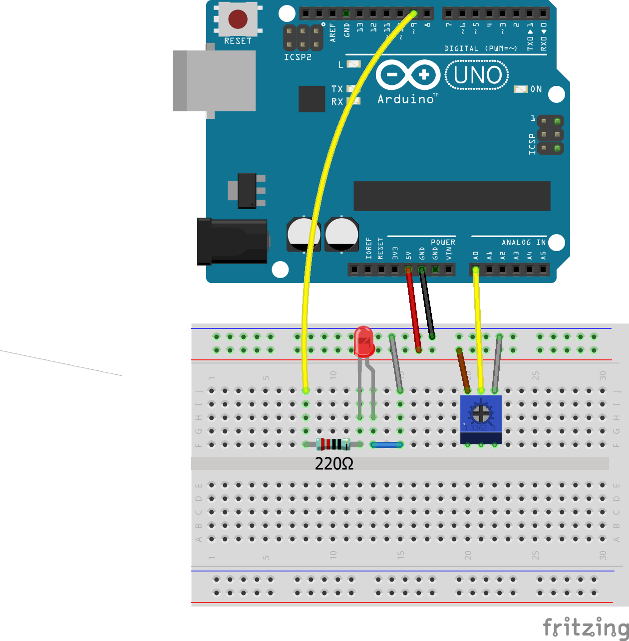 Breadboard with parts