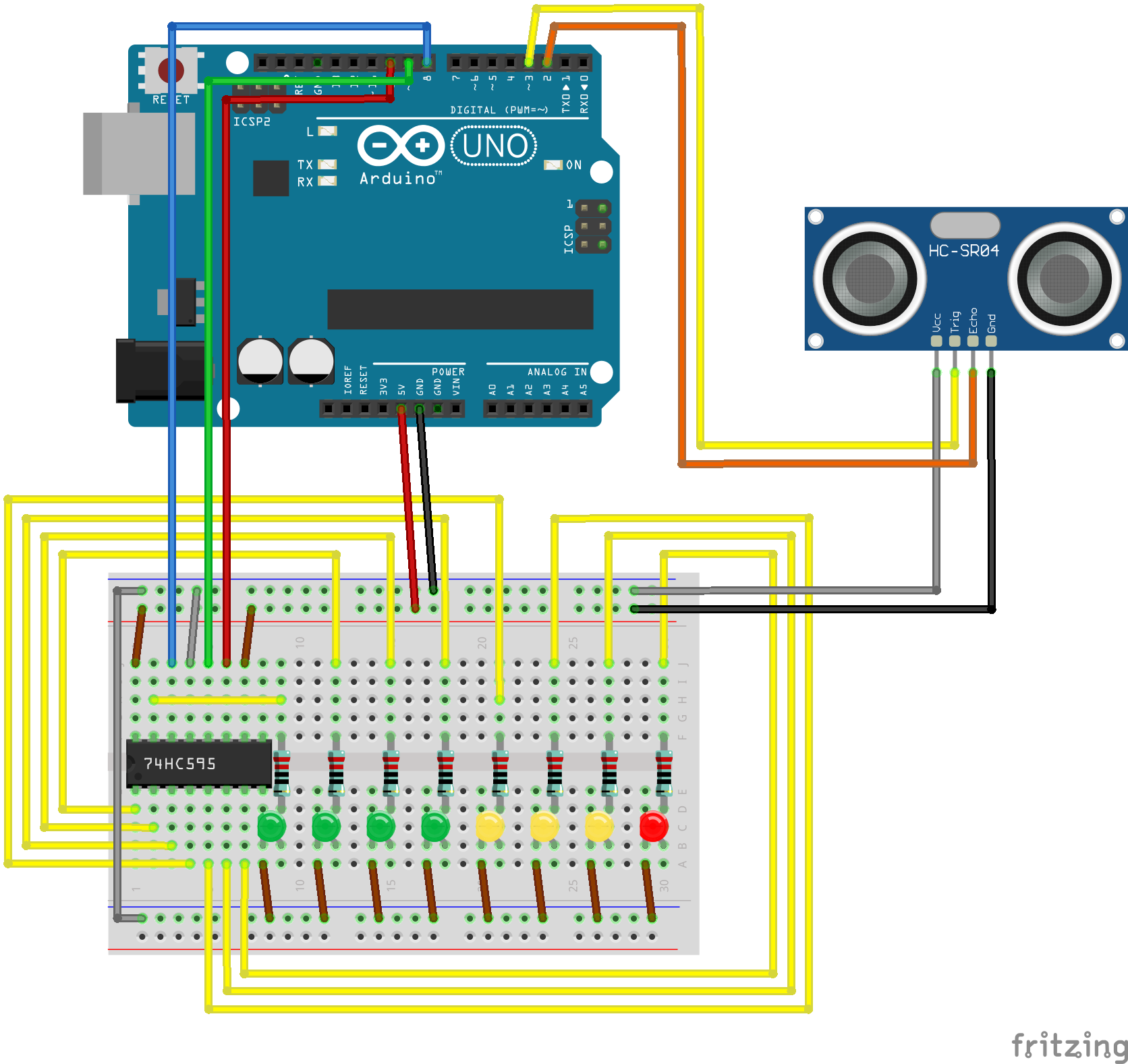 Breadboard with parts