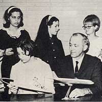 Members of the first Society of Women Engineers chapter at UTA with Dr. Wendell Nedderman