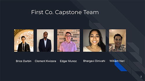 Spring 2020 First Co. Production Improvement Team Photo