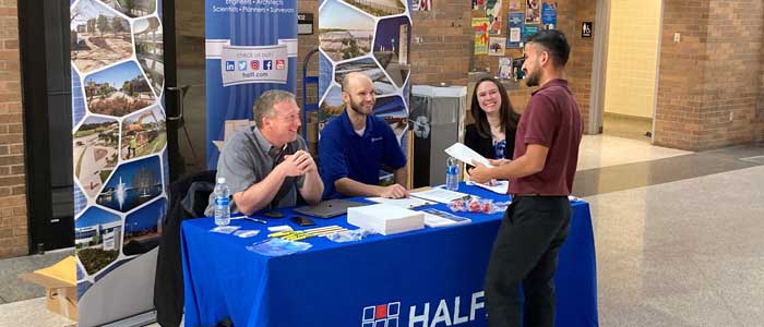 A table for an employer during an employer spotlight.