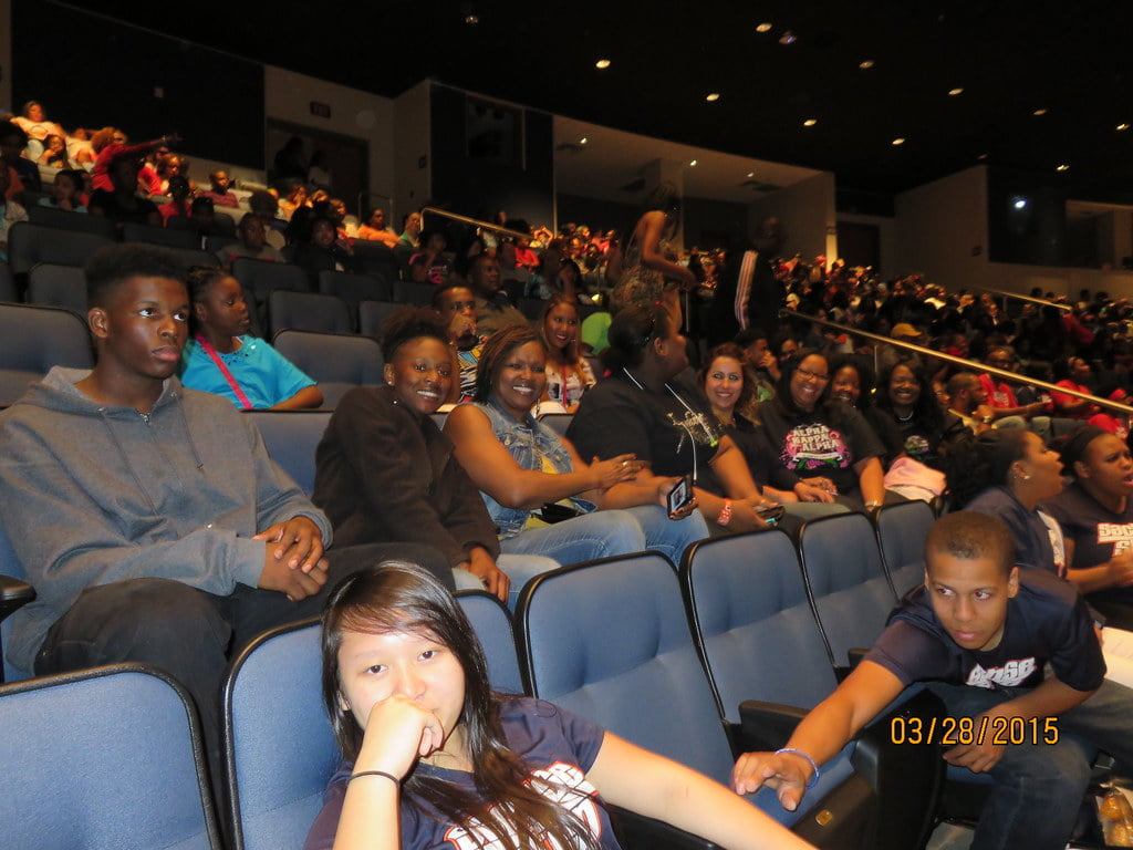 a group of students sitting down