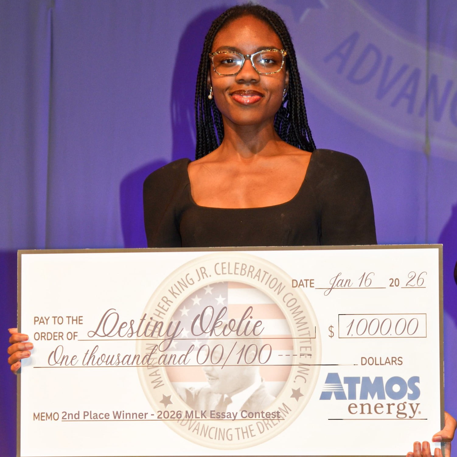awarded 1000 dollars sholarship Destiny Okolie