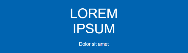 Blue background / white text