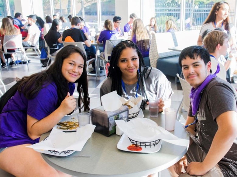 Students taking a lunch break during SAT Math Preparation.