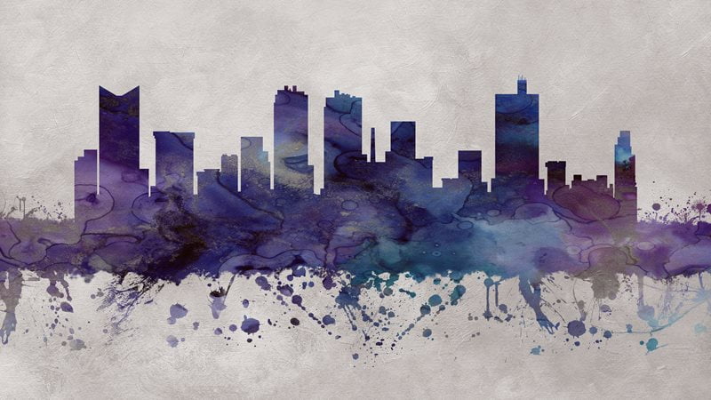 Abstract splatter of the fort worth city skyline