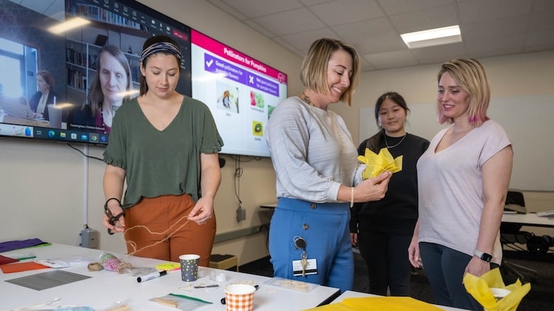 group of students with a teacher