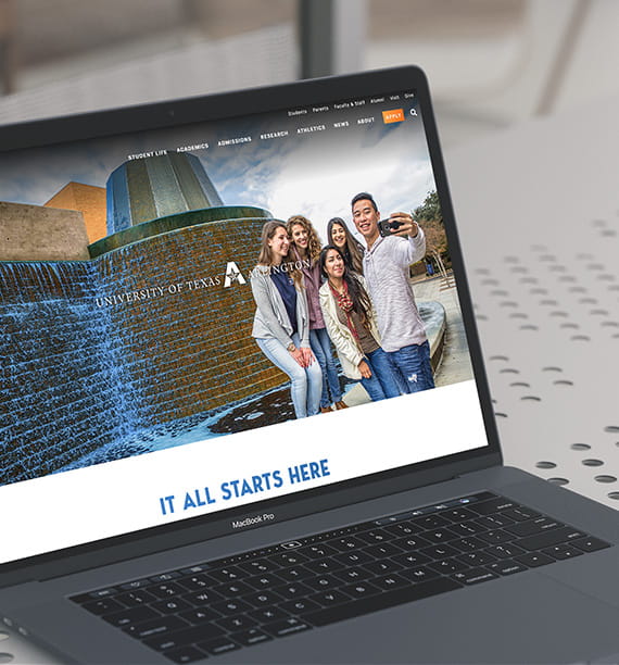 U T A website displayed on a laptop