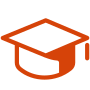 academic orange icon of a graduation cap