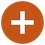 Benefits Icon orange circle icon with a white plus sign