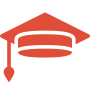 orange icon of a graduation cap