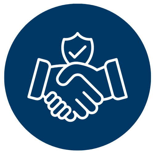 blue and white hands shaking icon