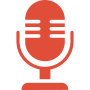 orange icon of a microphone