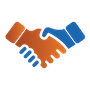 picture of orange and blue hand shaking