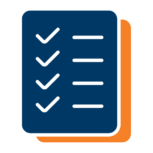 blue and orange checklist icon