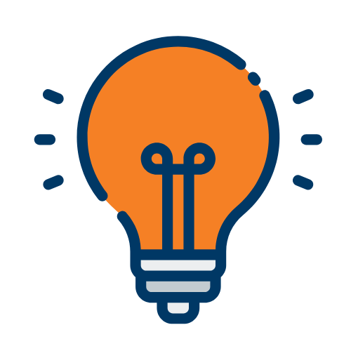 orange and blue light bulb icon
