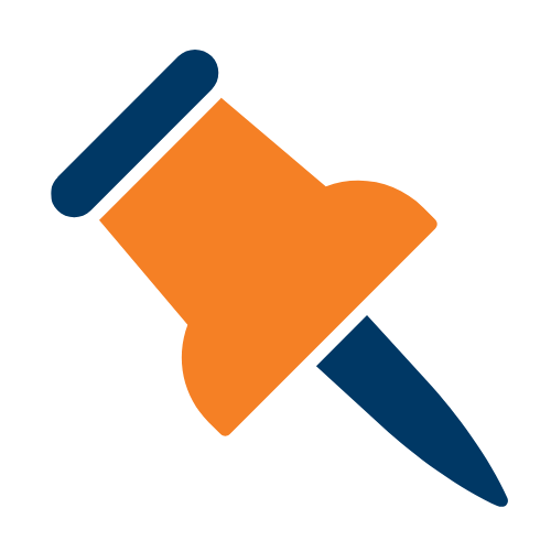 orange and blue thumbtack icon