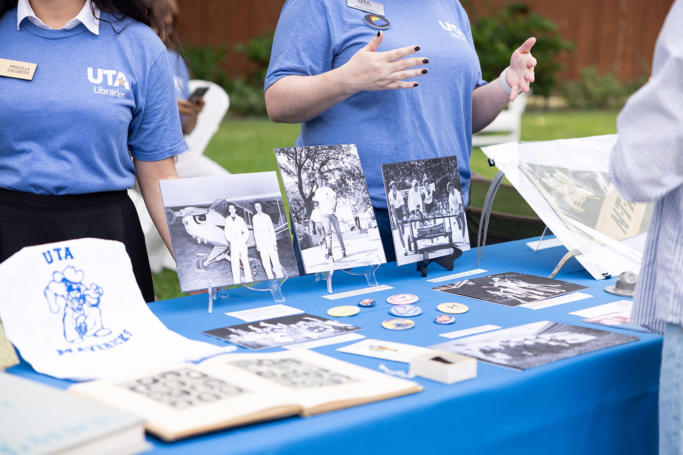 table set up of libraries special collections items