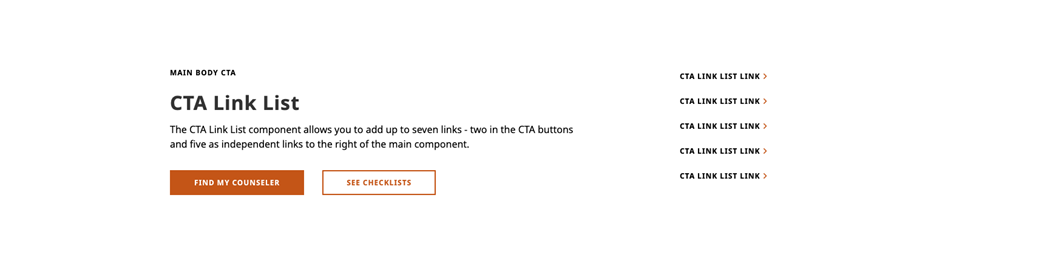 a screenshot of the CTA Link List sitecore component