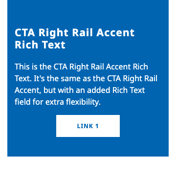 a screenshot of the CTA Right Rail Accent Rich Text sitecore component