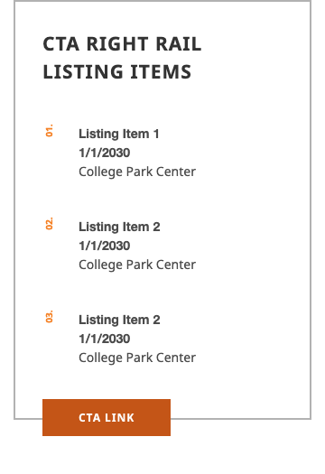a screenshot of the CTA Right Rail Listing sitecore component