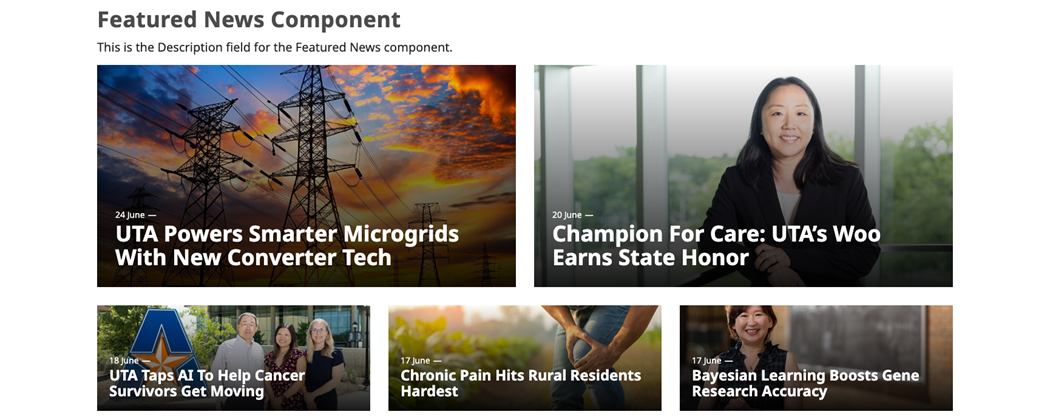a screenshot of the Featured News sitecore component