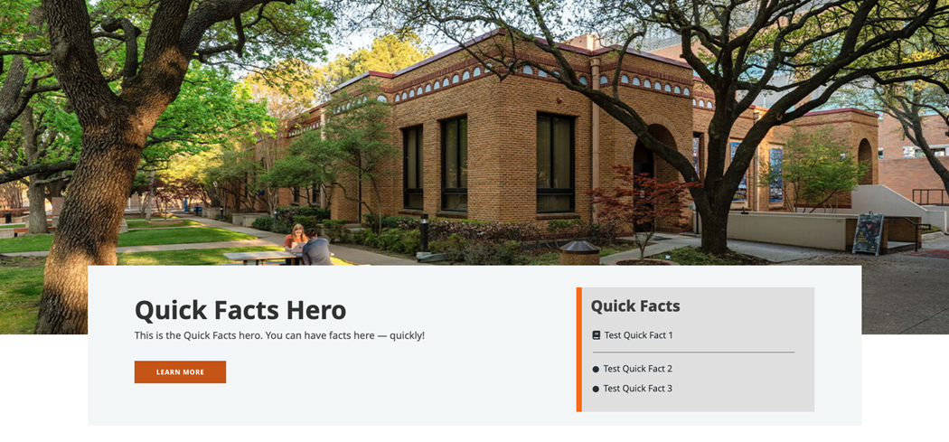 a screenshot of the quick facts hero sitecore component