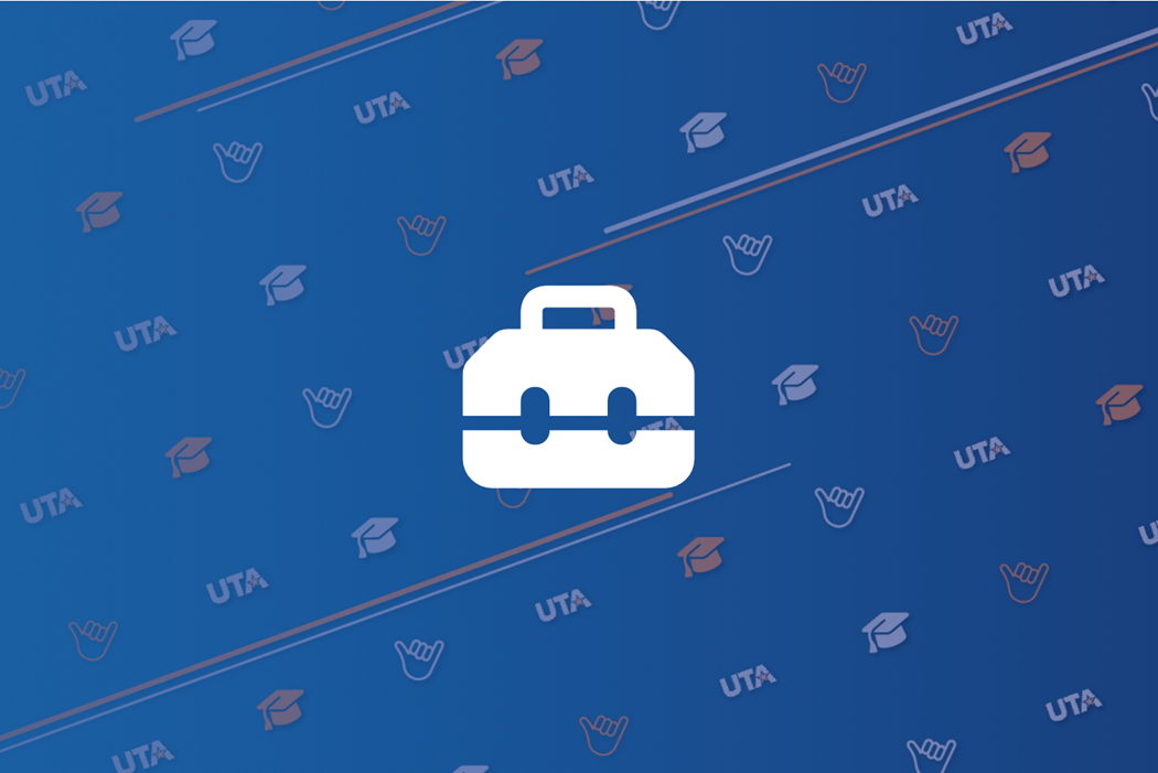 an icon of a toolbox on a blue background