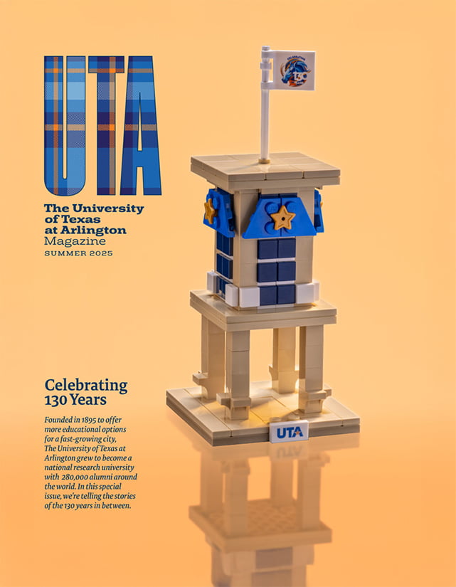 UTA Summer 2025 Magazine Cover, lego tower