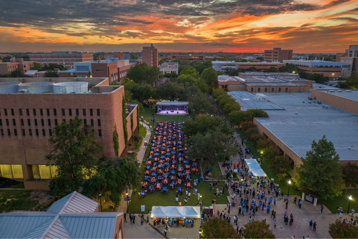 Drone view of Brazos Park during 2022 Waffleopolis event