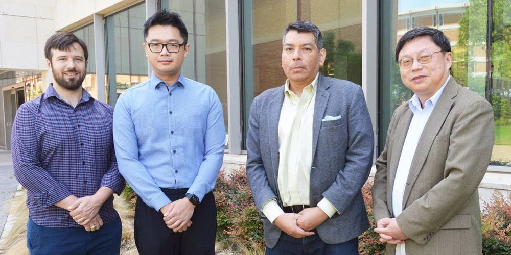 From left, Keaton Hamm, Dengdeng Yu, Jaime Cantu and Jianzhong Su." _languageinserted="true