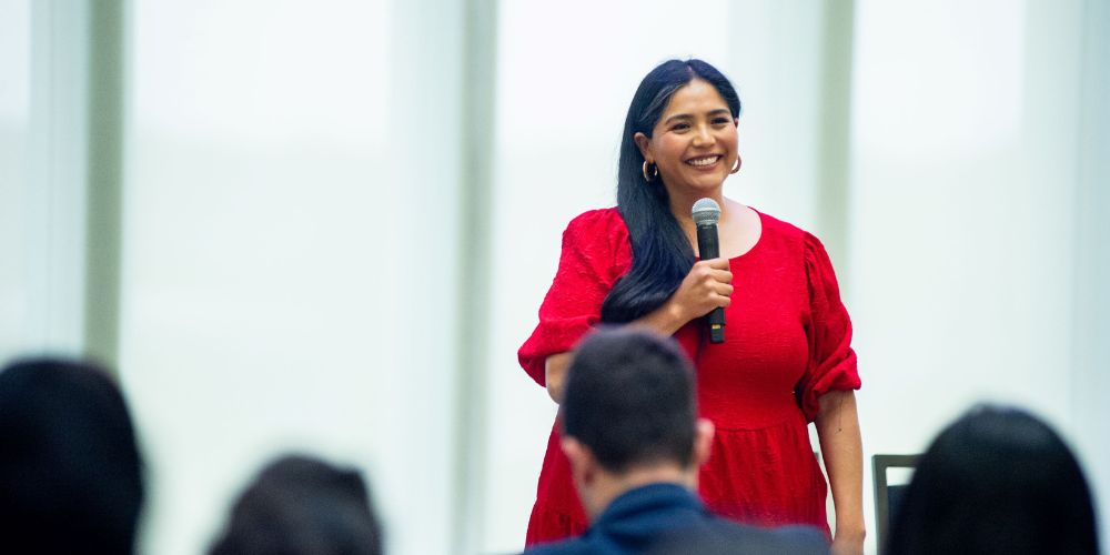Julissa Arce Raya speaking at the 2024 CMAS Distinguished Lecture