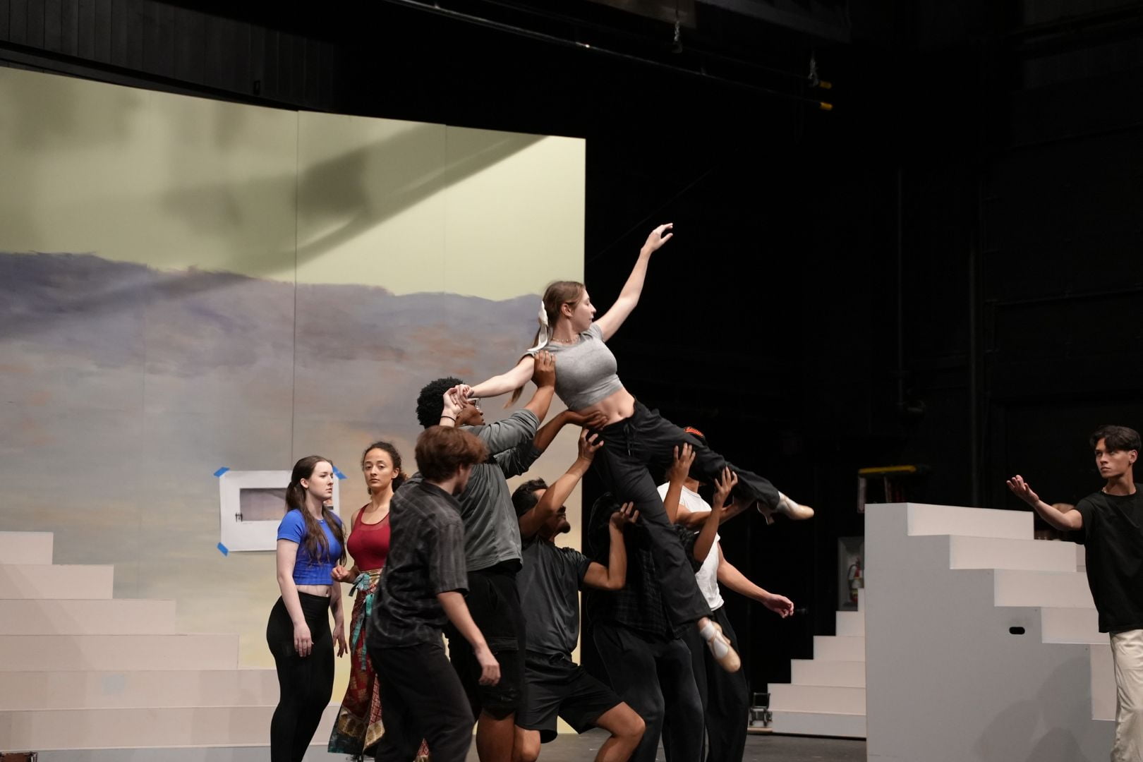 Image shows UTA students rehearse ahead of the On The Town premier