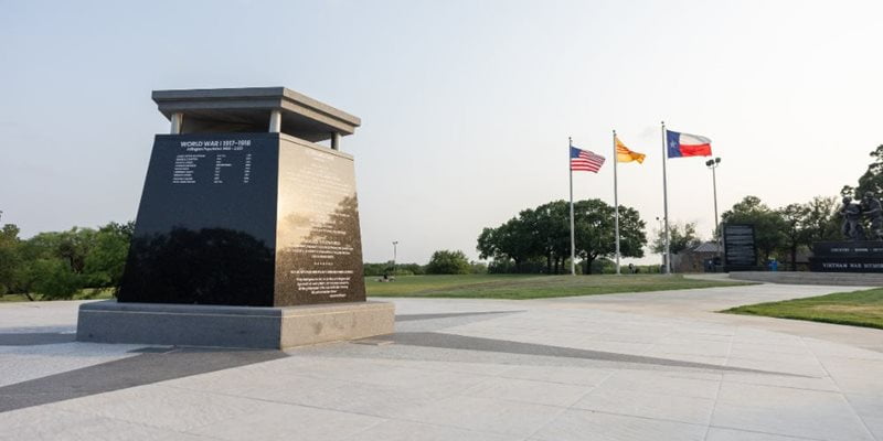 The Memorial to the Fallen at Arlington's Veterans Park