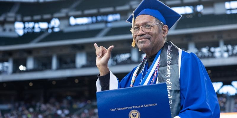 Navy veteran John Shirley graduated at age 60 from UTA.