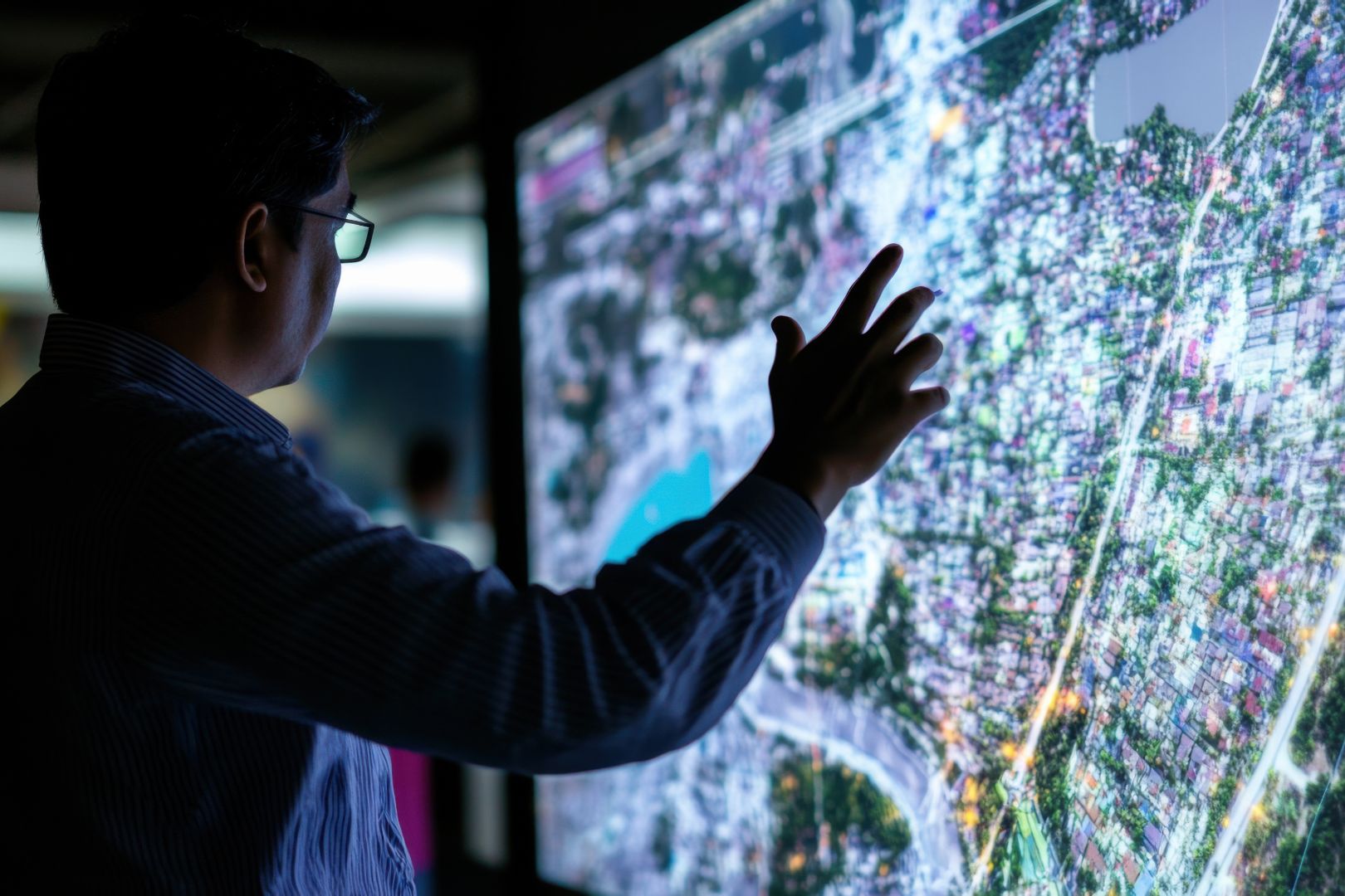 Image depicts a emergency management leader looking at a residential map" _languageinserted="true
