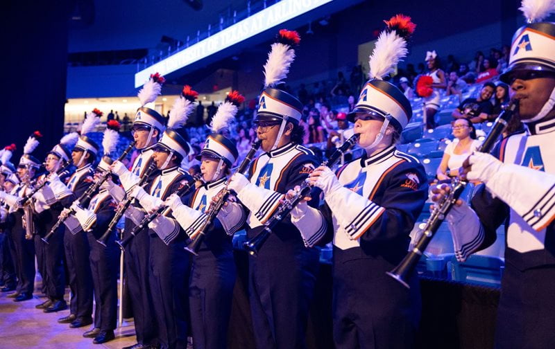 The UTA Maverick Marching Band at MavsMeet Kickoff
