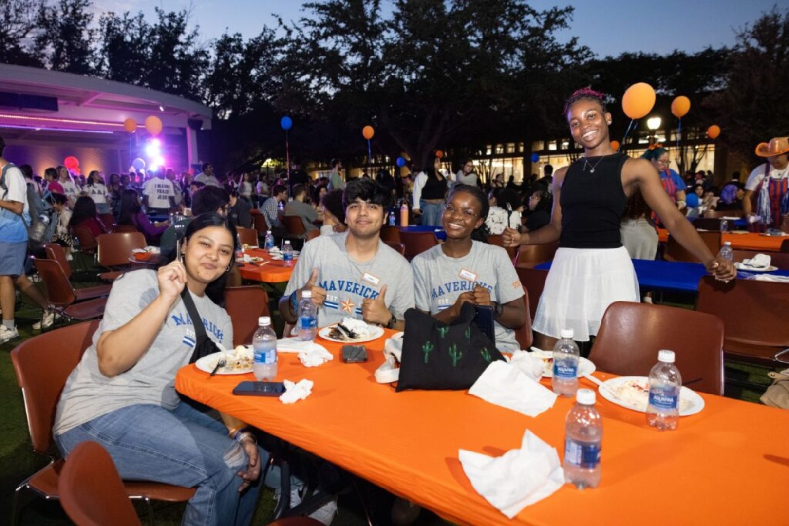 Image shows UTA students at Waffleopolis