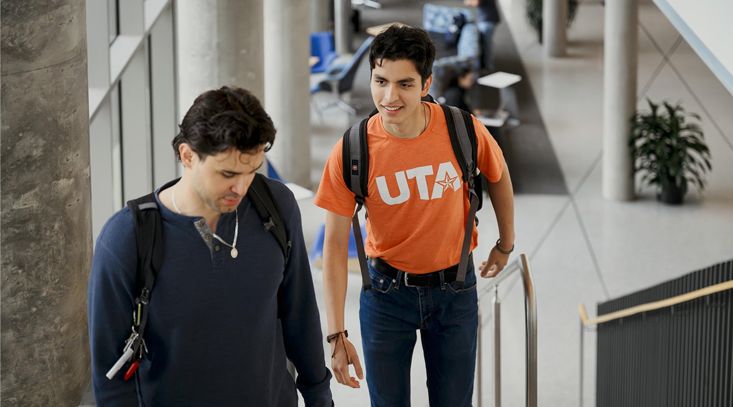 Students going up stairs together