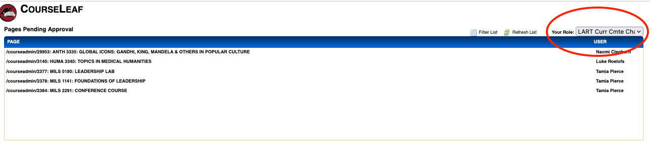 Screenshot of pending approval page