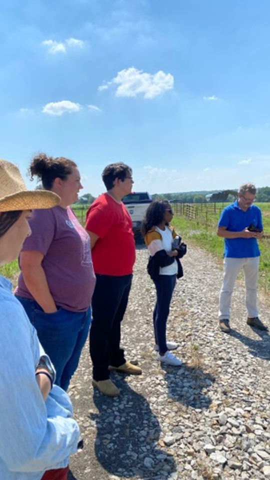 Students in field on research trip