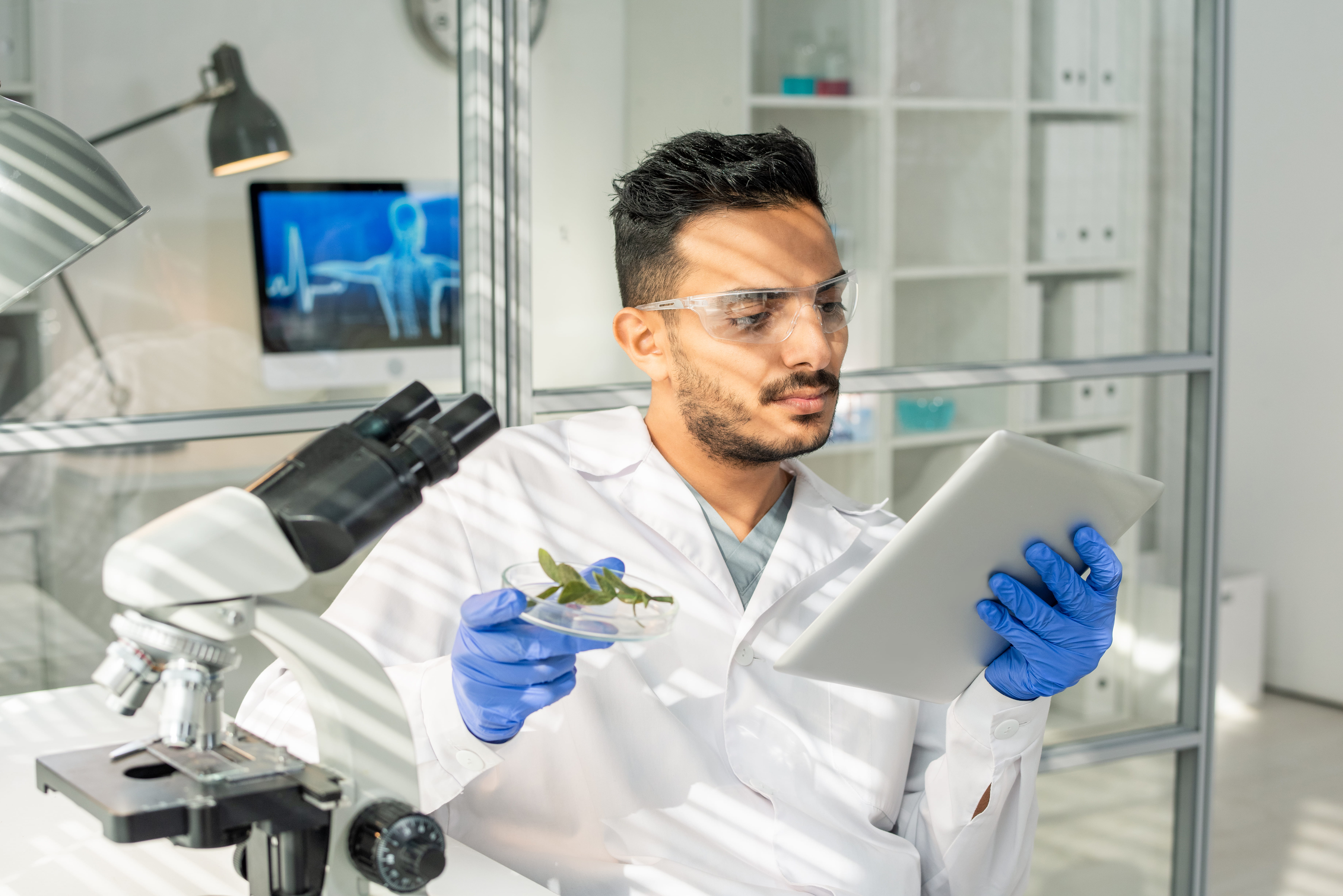 Data science student reading lab notes