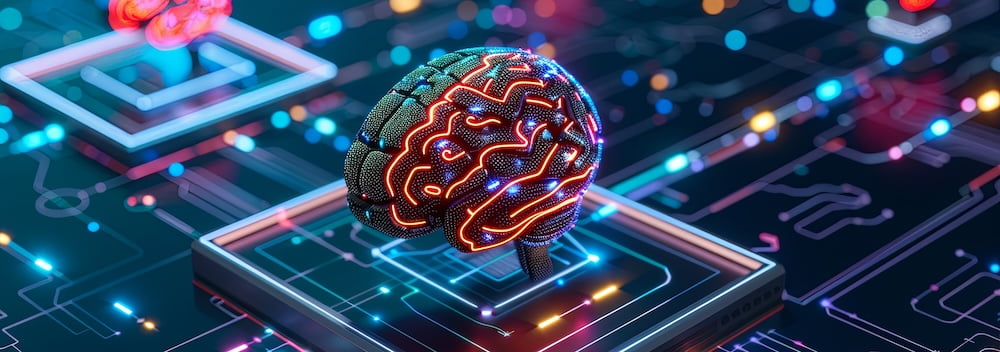 image of a circuit board with a brain on a microchip