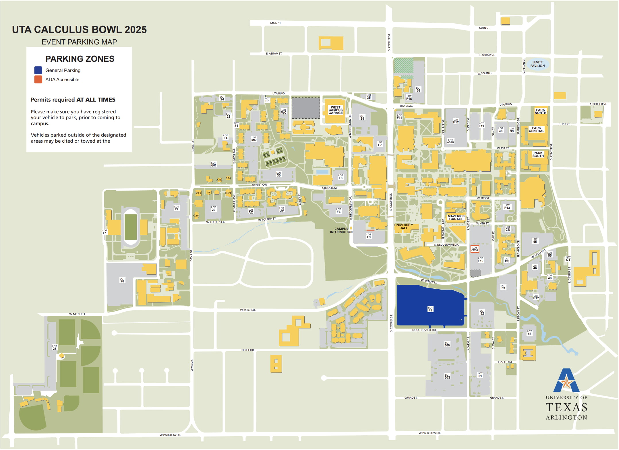 Calculus Bowl Parking Arrangement Map